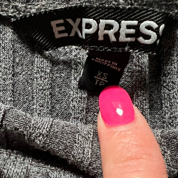 HEATHER GRAY EXPRESS OFF THE SHOULDER SHORT SLEEVE RIBBED MINI DRESS SIZE XS - Picture 3 of 6